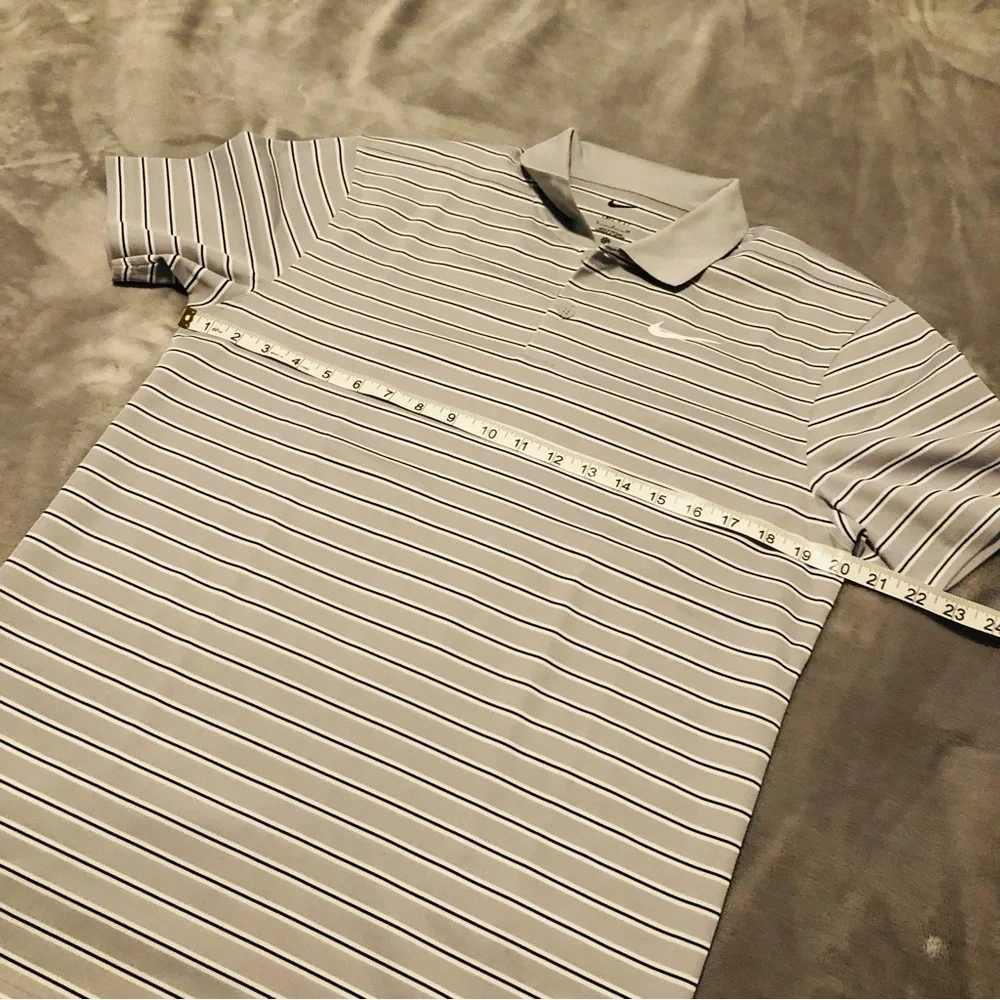 Nike Dri-FIT Mens Golf Polo Shirt Striped Gray Athletic‎ Fit Small
